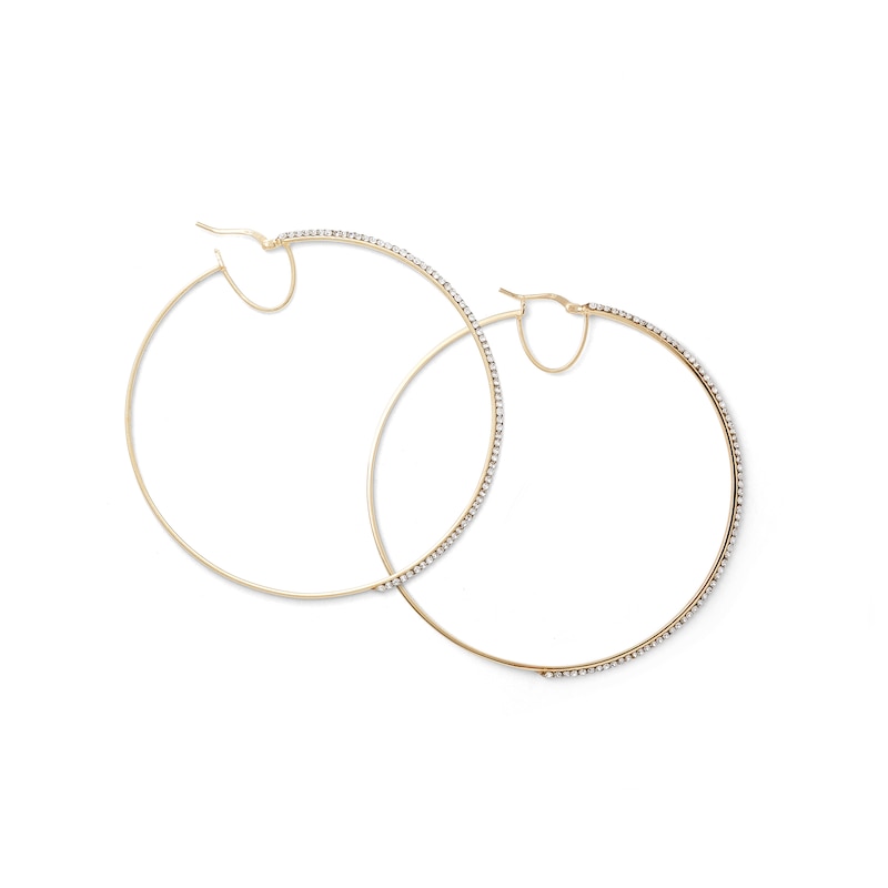 10K Gold Bonded Sterling Silver Crystal Hoops - Made in Italy