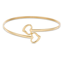 Made in Italy Heart Outline Bypass Bangle in 10K Gold Bonded Sterling Silver