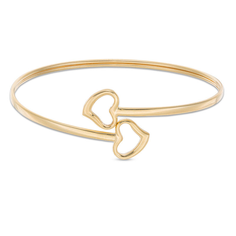 Main Image 1 of Made in Italy Heart Outline Bypass Bangle in 10K Gold Bonded Sterling Silver