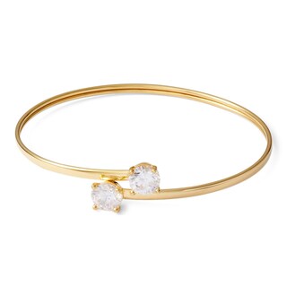 Made in Italy 7mm Cubic Zirconia Bypass Bangle in 10K Gold Bonded Sterling Silver