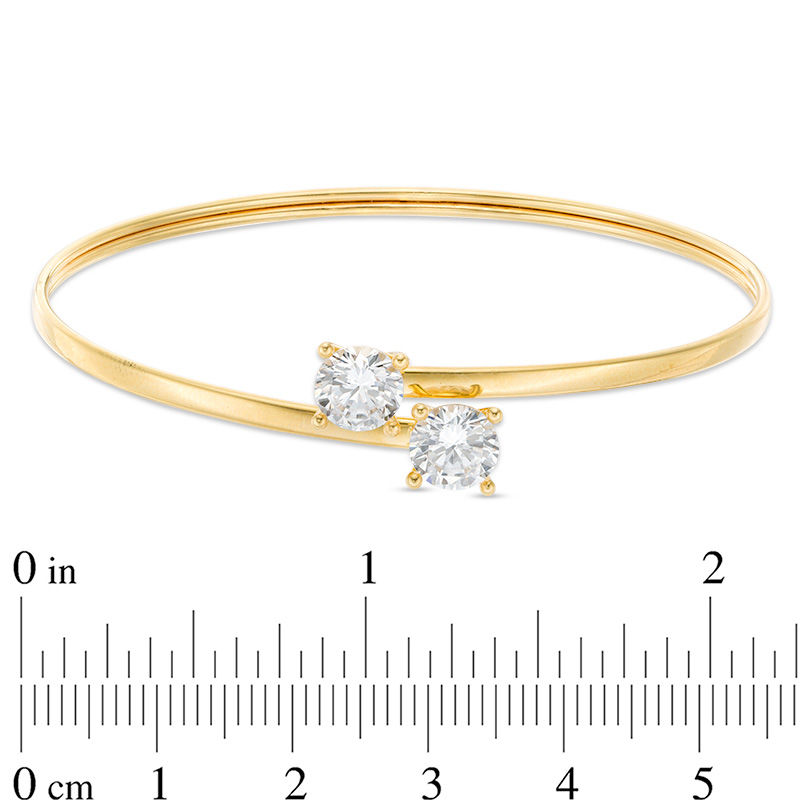 Main Image 2 of Made in Italy 7mm Cubic Zirconia Bypass Bangle in 10K Gold Bonded Sterling Silver