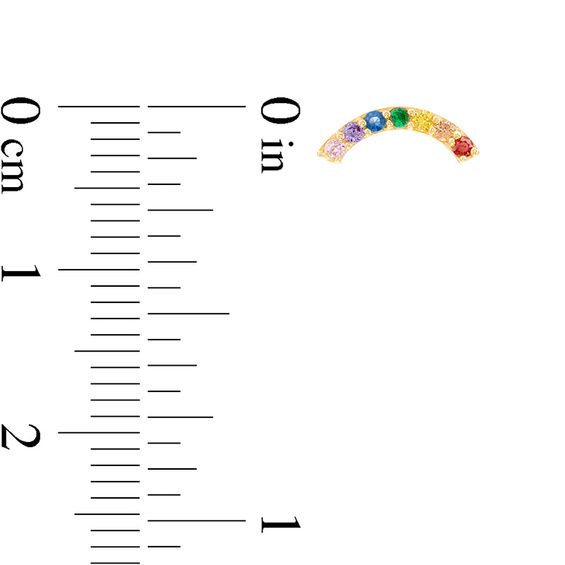 Multi-Color Cubic Zirconia Rainbow Stud Earrings in 10K Gold