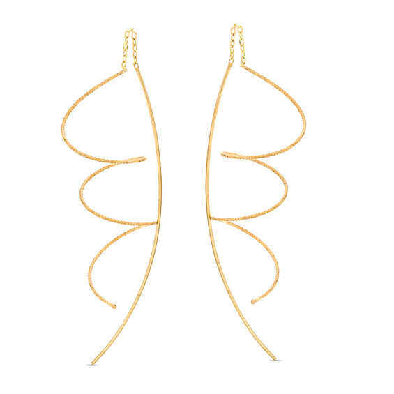 Diamond-Cut Spiral Threader Earrings in 10K Gold