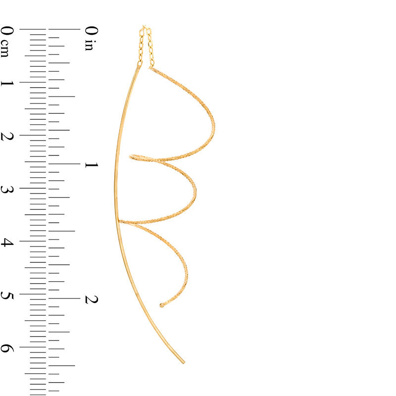 Main Image 2 of Diamond-Cut Spiral Threader Earrings in 10K Gold