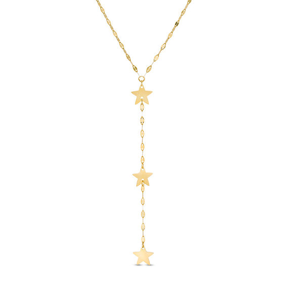 Triple Star "Y" Necklace in 10K Gold