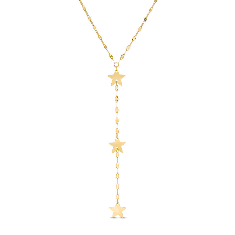 Main Image 1 of Triple Star "Y" Necklace in 10K Gold