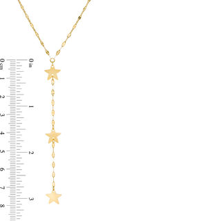 Triple Star "Y" Necklace in 10K Gold