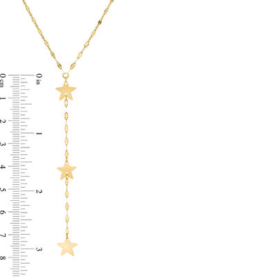 Triple Star "Y" Necklace in 10K Gold