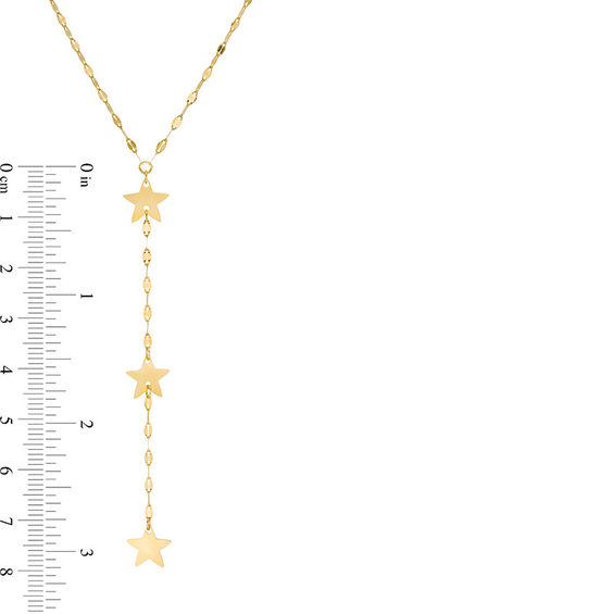 Triple Star "Y" Necklace in 10K Gold