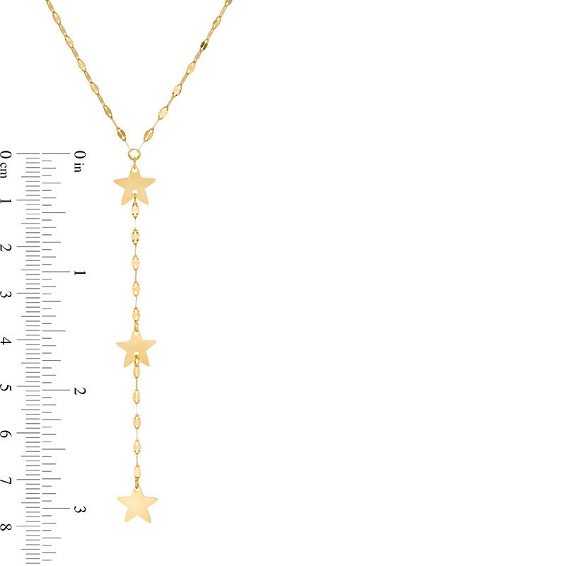 Triple Star "Y" Necklace in 10K Gold