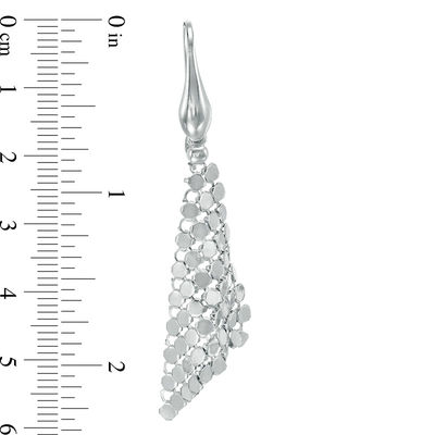 Chainmail-Style Pyramid Dangle Drop Earrings in Sterling Silver