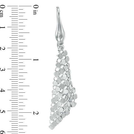 Chainmail-Style Pyramid Dangle Drop Earrings in Sterling Silver