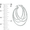Thumbnail Image 2 of Diamond-Cut Layered Hoop Earrings in Sterling Silver