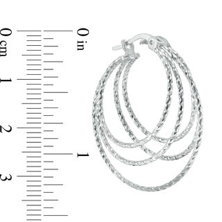 Diamond-Cut Layered Hoop Earrings in Sterling Silver