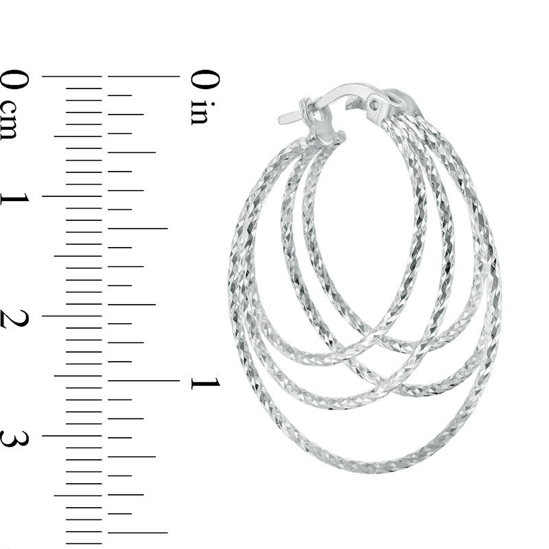 Diamond-Cut Layered Hoop Earrings in Sterling Silver