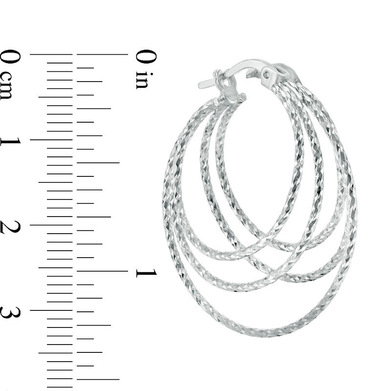 Main Image 2 of Diamond-Cut Layered Hoop Earrings in Sterling Silver