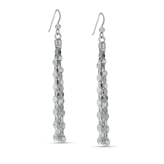 Mirror Chain Tassel Drop Earrings in Sterling Silver