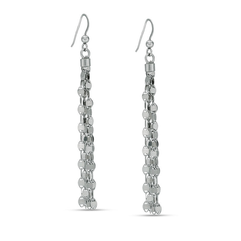 Main Image 1 of Mirror Chain Tassel Drop Earrings in Sterling Silver