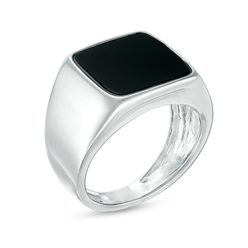 Main Image 2 of 12.0mm Square-Cut Onyx Signet Ring in Sterling Silver - Size 10