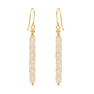 Made in Italy Oval Cubic Zirconia Mesh Cage Drop Earrings in 10K Solid Gold