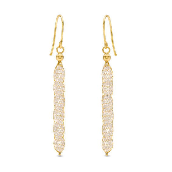 Made in Italy Oval Cubic Zirconia Mesh Cage Drop Earrings in 10K Solid Gold