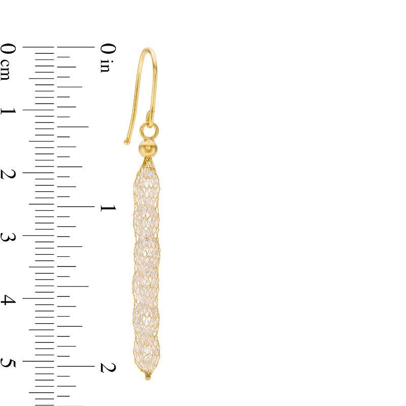 Main Image 2 of Made in Italy Oval Cubic Zirconia Mesh Cage Drop Earrings in 10K Solid Gold