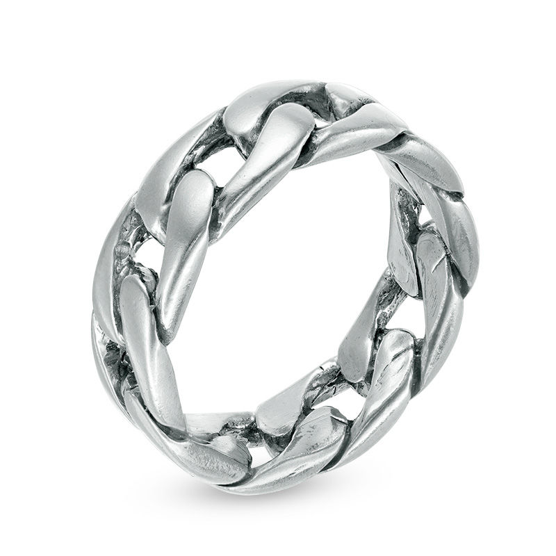 Main Image 2 of Oxidized Chain Link Ring in Sterling Silver - Size 10
