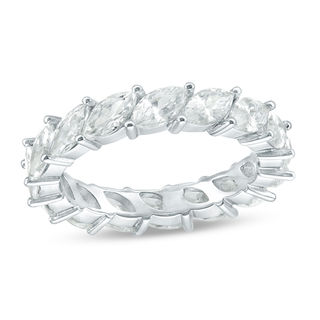 Marquise Cubic Zirconia Stackable Eternity Band in Sterling Silver - Size 7