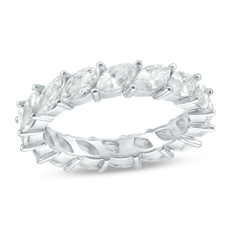 Marquise Cubic Zirconia Stackable Eternity Band in Sterling Silver - Size 7