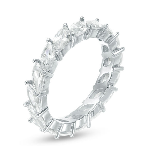 Marquise Cubic Zirconia Stackable Eternity Band in Sterling Silver - Size 7