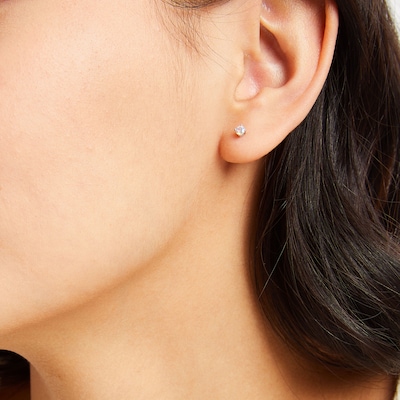 Iridescent Cubic Zirconia Solitaire Stud Earrings Set in Solid Sterling Silver