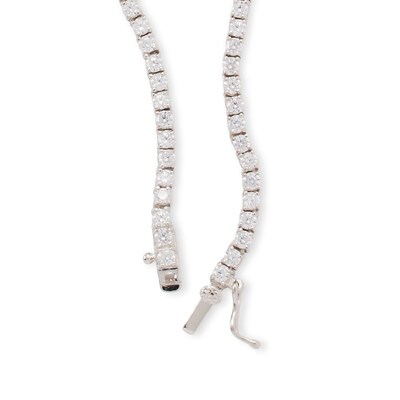 Cubic Zirconia Graduating Tennis Necklace in Solid Sterling Silver