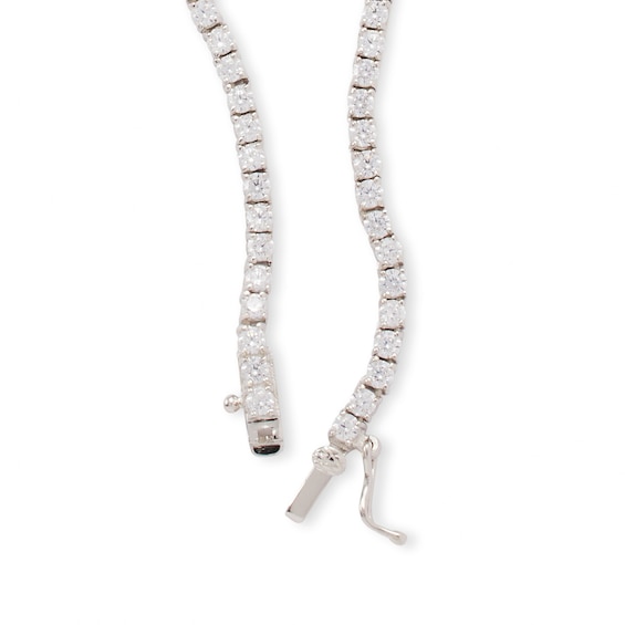 Cubic Zirconia Graduating Tennis Necklace in Solid Sterling Silver