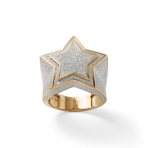 Diamond Accent Bead Layered Star Ring in Sterling Silver and 14K Gold Plate