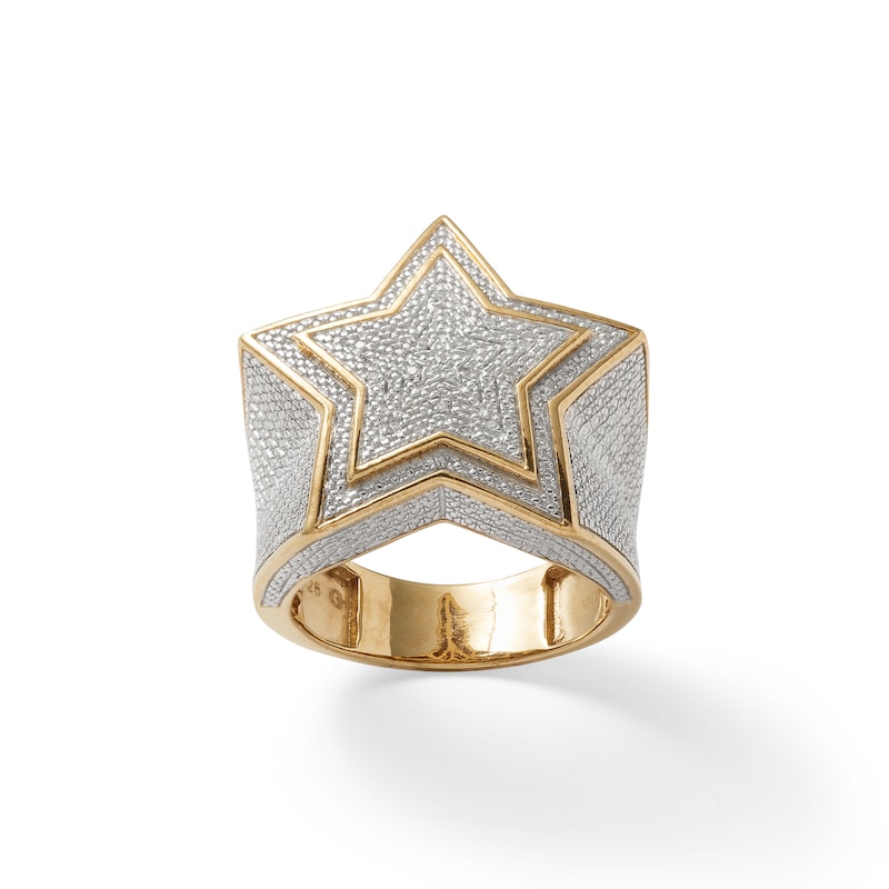 Main Image 1 of Diamond Accent Bead Layered Star Ring in Sterling Silver and 14K Gold Plate