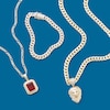 Emerald-Cut Red Cubic Zirconia and 1/10 CT. T.W. Diamond Necklace Charm in Sterling Silver with 14K Gold Plate