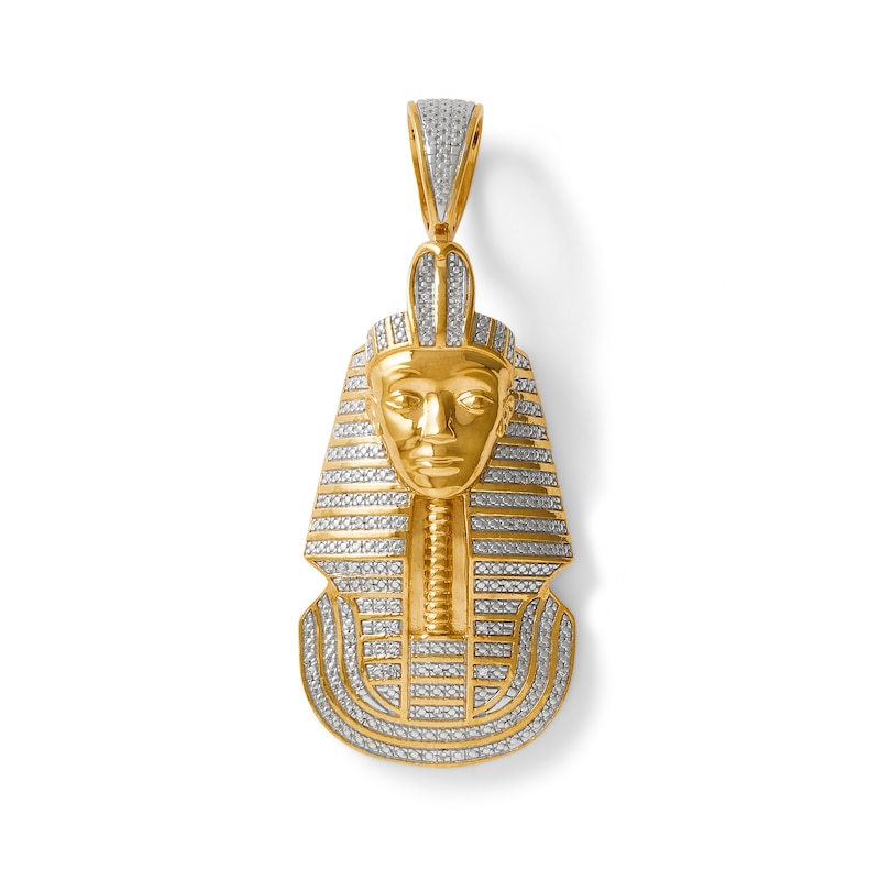 Diamond Accent Beaded Pharaoh Necklace Charm in Sterling Silver with 14K Gold Plate