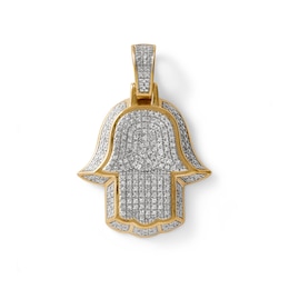 1/4 CT. T.W. Composite Diamond Frame Hamsa Necklace Charm in 10K Gold