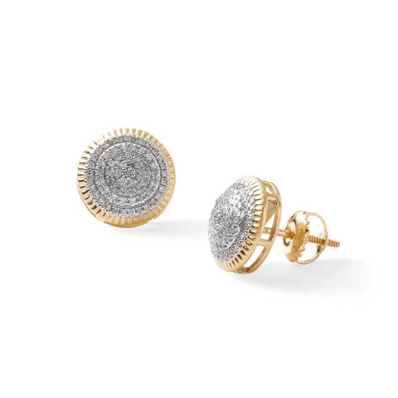 1/5 CT. T.W. Diamond Layered Circle Stud Earrings in 10K Gold