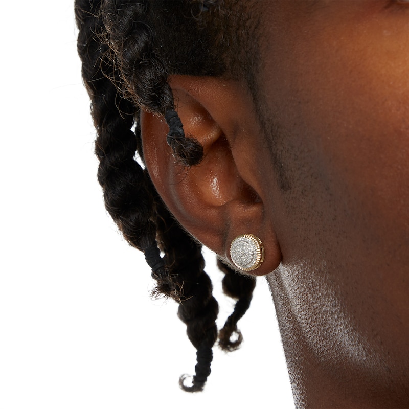 1/5 CT. T.W. Diamond Layered Circle Stud Earrings in 10K Gold