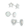Thumbnail Image 1 of Lab-Created Opal and Cubic Zirconia Stud Earrings Set in Sterling Silver