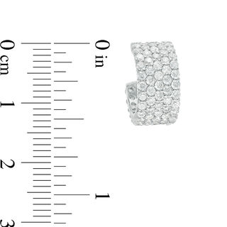 Cubic Zirconia Multi-Row Huggie Hoop Earrings in Sterling Silver