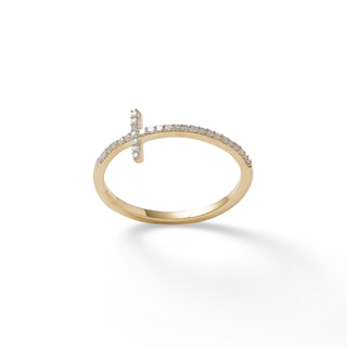 1/15 CT. T.W. Diamond Sideways Cross Ring in 10K Gold