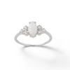 Thumbnail Image 1 of Marquise Lab-Created Opal and Cubic Zirconia Tri-Sides Ring in Sterling Silver - Size 7