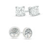 Thumbnail Image 1 of 10mm Simulated Mother-of-Pearl Tree of Life and Cubic Zirconia Solitaire Stud Earrings Set in Sterling Silver