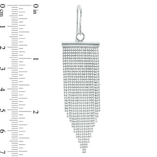 Beaded Mesh Dangle Drop Earrings in Sterling Silver