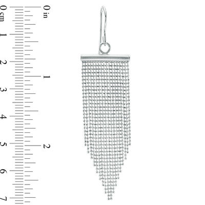 Beaded Mesh Dangle Drop Earrings in Sterling Silver