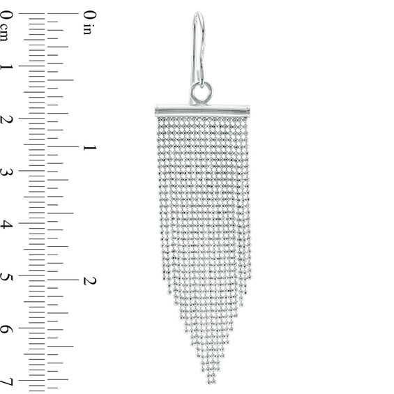 Beaded Mesh Dangle Drop Earrings in Sterling Silver