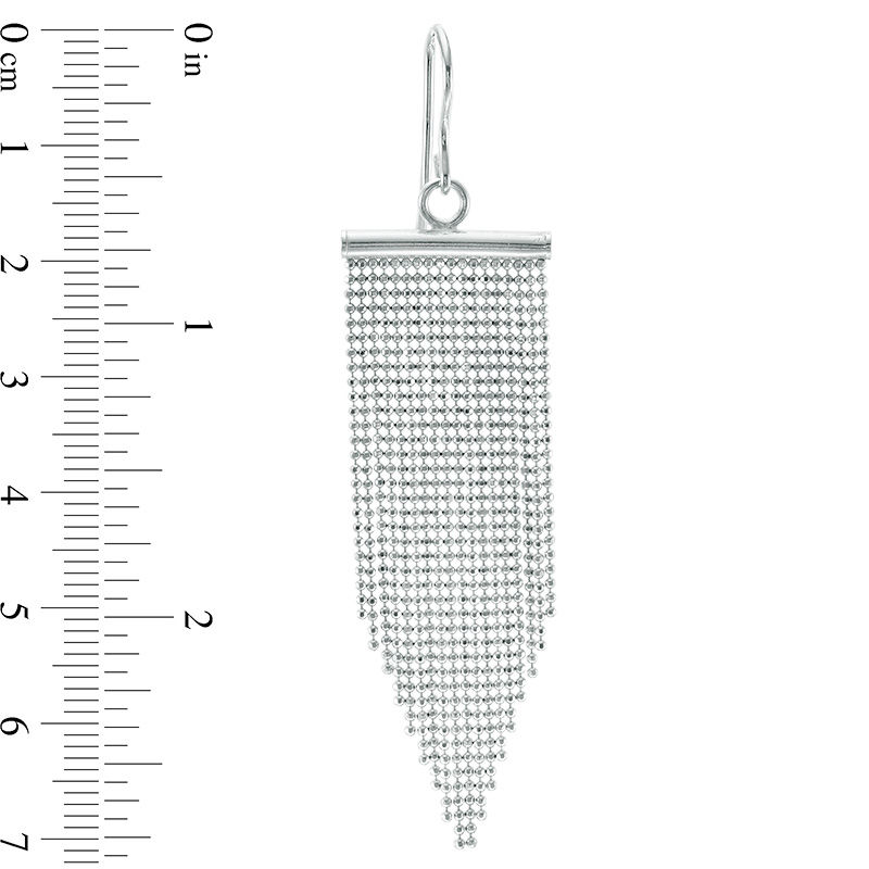Beaded Mesh Dangle Drop Earrings in Sterling Silver