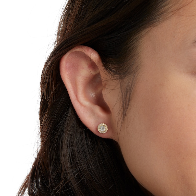 Main Image 3 of 1/5 CT. T.W. Composite Diamond Frame Stud Earrings in 10K Gold